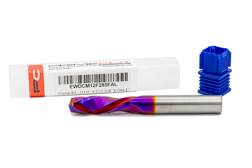 Compression Bit 1/2"Dia. X CL1-5/8" X OAL4" X UC.500 X F2 Alti-Cr-N