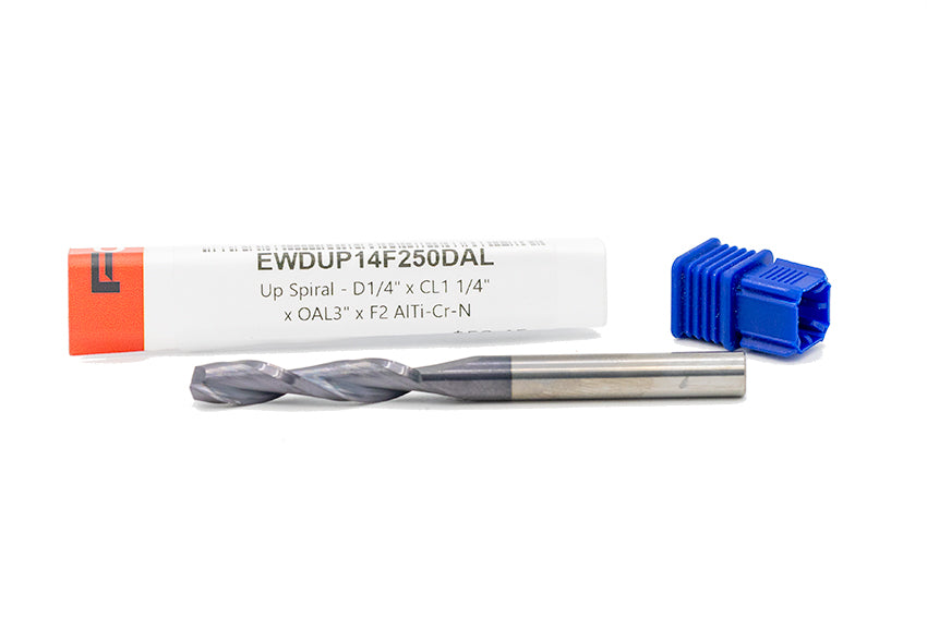 Up-Cut Spiral 1/4"Dia. x CL1 1/4" x OAL3" x F2 AlTi-Cr-N (A12)